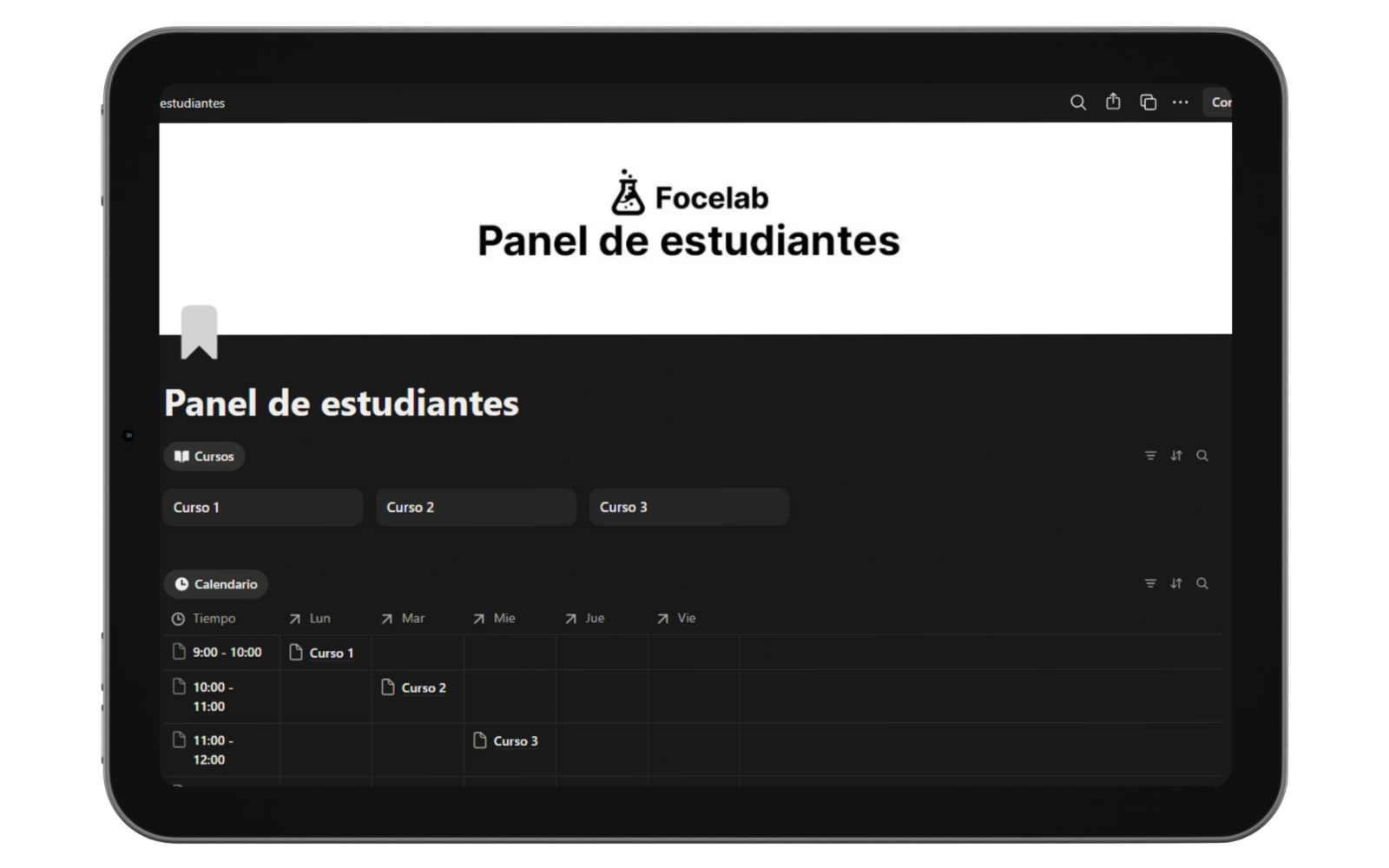 Panel de estudiantes